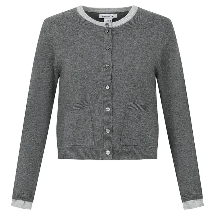 UR2026春季新款女装都市假两件口袋针织开衫UYU950140+