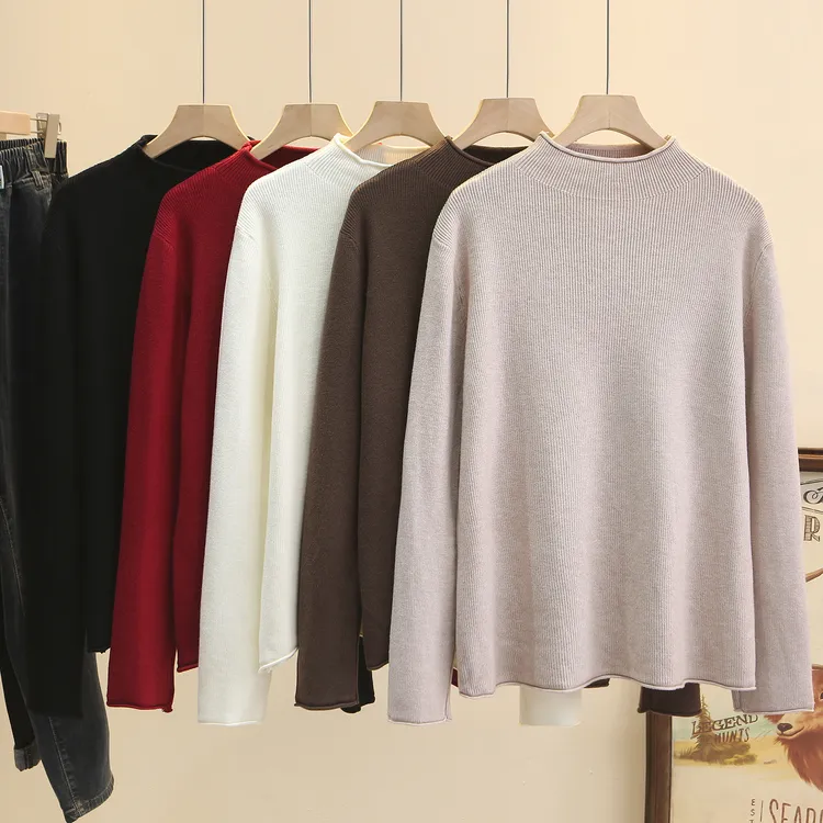 110-190斤大码女装胖妹妹冬季保暖百搭显瘦纯色毛衣内搭打底衫