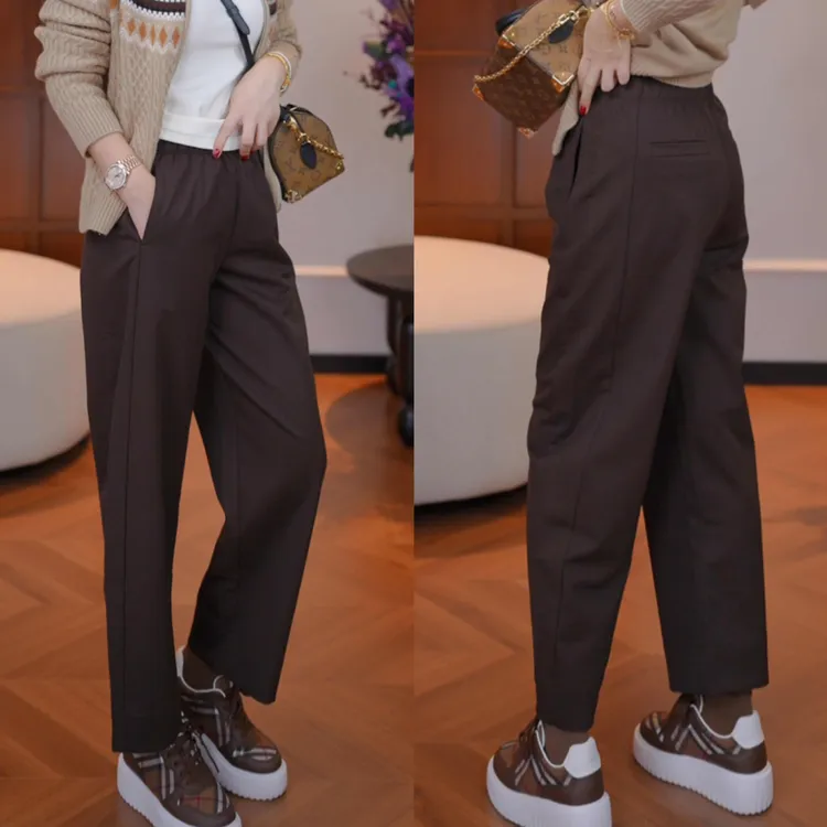 JDND轩羽【九分弯刀裤】抗皱松紧腰抽绳百搭九分窄版弯刀裤XY25517