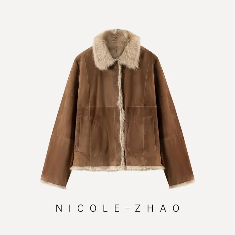 （预售）【贵姐NICOLE】设计师款山羊皮高端定制时尚皮毛一体5NWP064