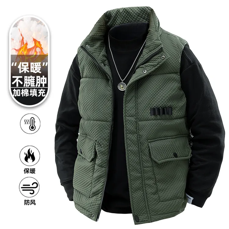 真维斯工装马甲男士秋冬季新款加厚保暖大码坎肩马夹潮流立领外套