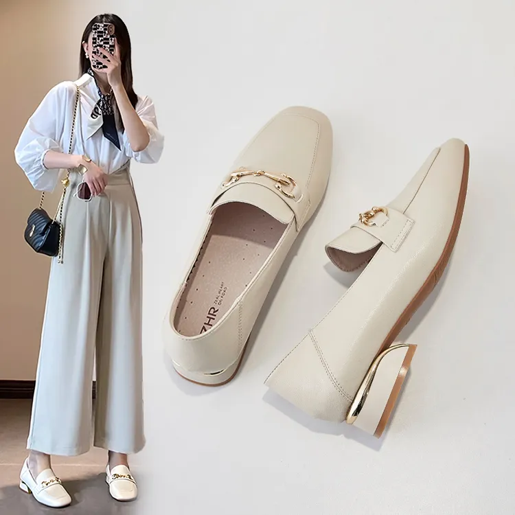 玛丽珍女鞋春秋爆款防滑英伦风软底浅口单鞋中跟明星同款百搭鞋子