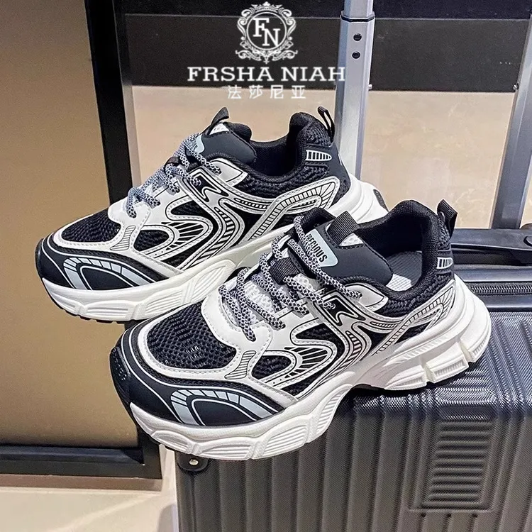 法莎尼亚新款老爹增高厚底网面透气时尚新款春夏季潮流新款老爹鞋