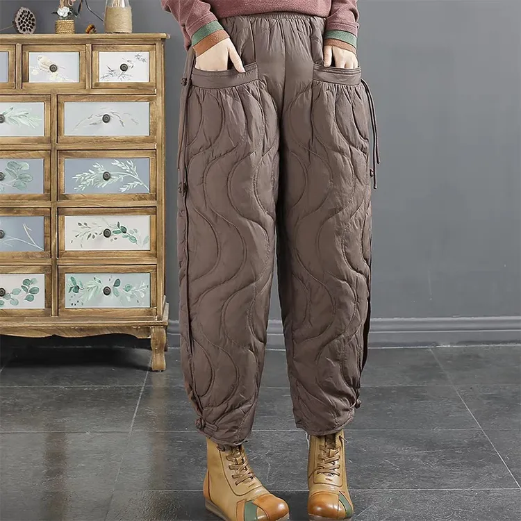 新款高腰冬季宽松哈伦裤云朵裤厚羽绒裤女款时尚外穿休闲显瘦大码