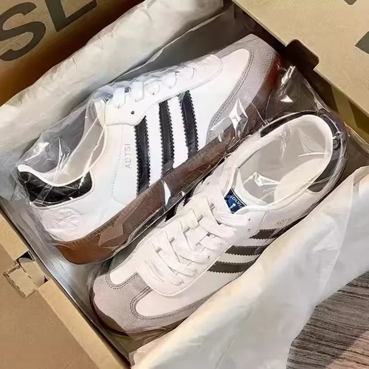 【现货速发】美式轻奢潮牌休闲板鞋秋冬蓝色黑色三杠经典德训鞋白色