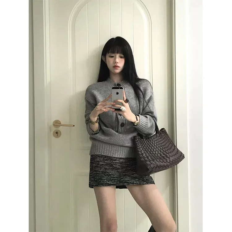 早秋女装一整套名媛御姐风气质女神范辣妹穿搭针织衫短裙两件套装