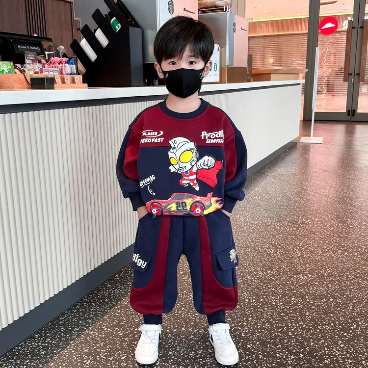 奥特曼衣服男童冬装卫衣套装2025新款儿童加绒宝宝加厚秋冬两件套