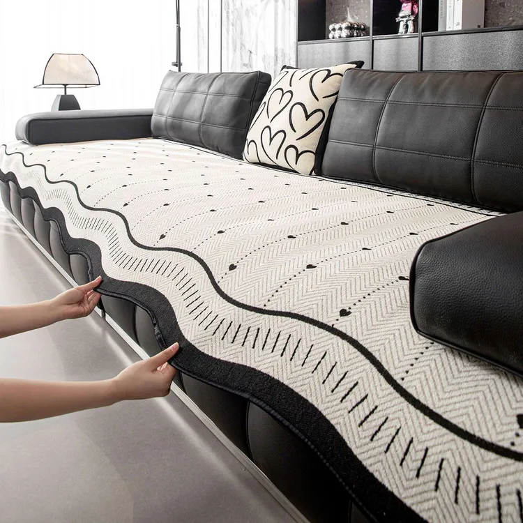 【倾心】高级感一片式沙发垫四季通用固定防滑雪尼尔材质坐垫子