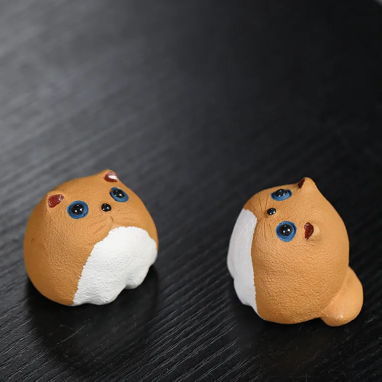 国潮主人杯紫砂茶宠精品茶盘猫摆件周边可养呆萌猫咪茶具配件