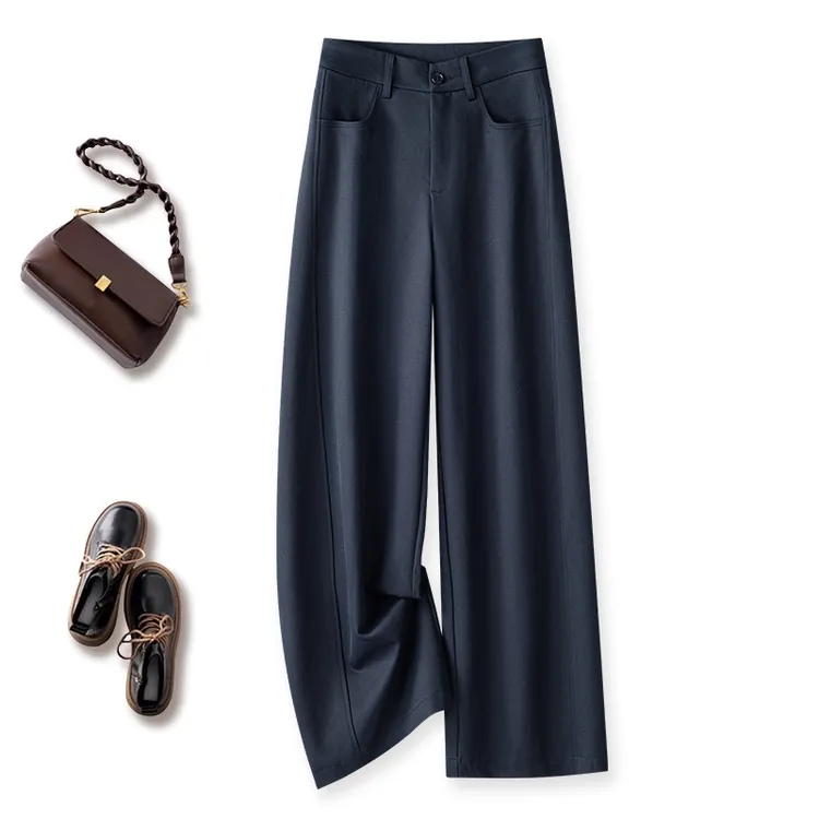 高腰坠垂感西装阔腿裤女春秋季2025新款宽松显瘦爆款直筒休闲裤子