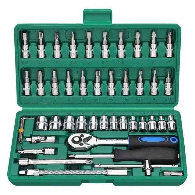 西藏新疆包邮46件套工具套筒批头组合小快速棘轮扳手套装家用维修