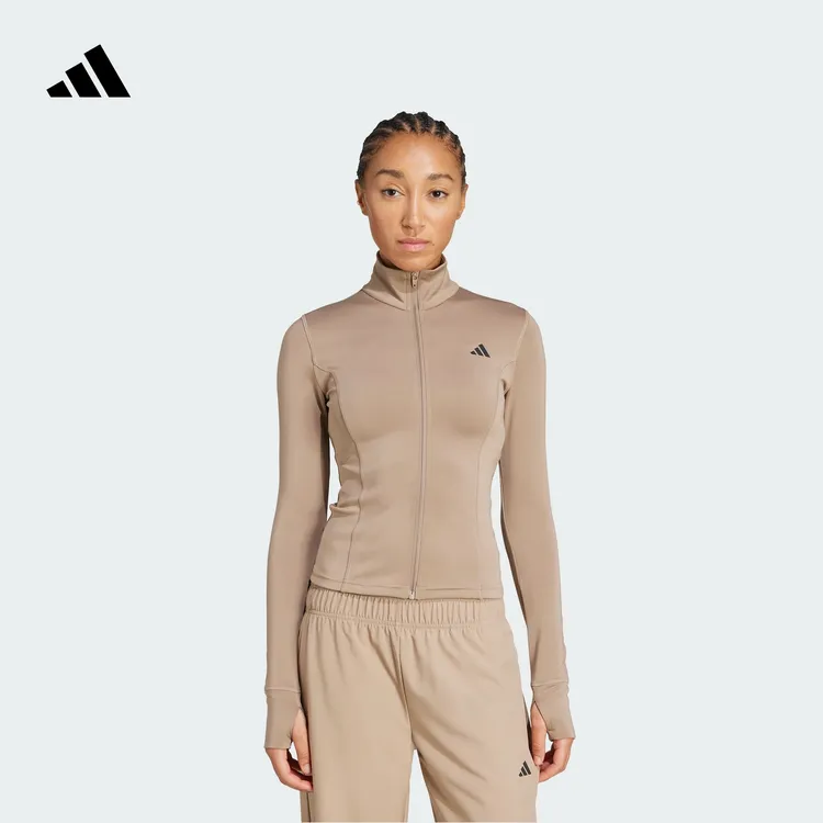 阿迪达斯官方 半高领速干修身运动夹克外套女款秋季adidas JW2815