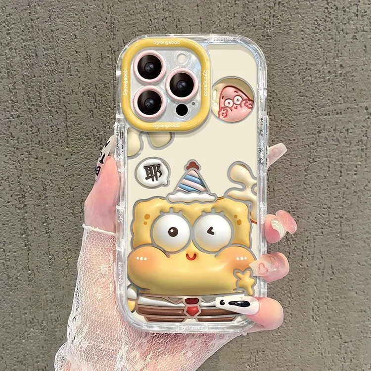 可爱海绵宝宝适用苹果17promax手机壳16/15手机壳13/14防摔xs透明