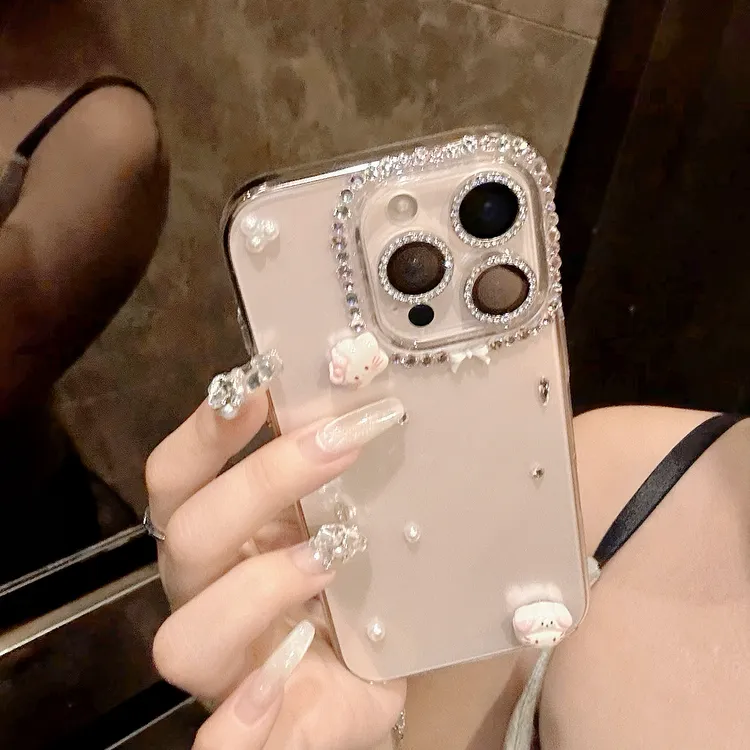 粉白星星凯蒂猫iPhone16promax手机壳适用苹果15甜酷风14可爱13pm
