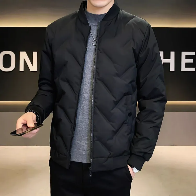 森马男装羽绒服男士2025冬季新款短款轻薄立领宽松白鸭绒保暖潮流