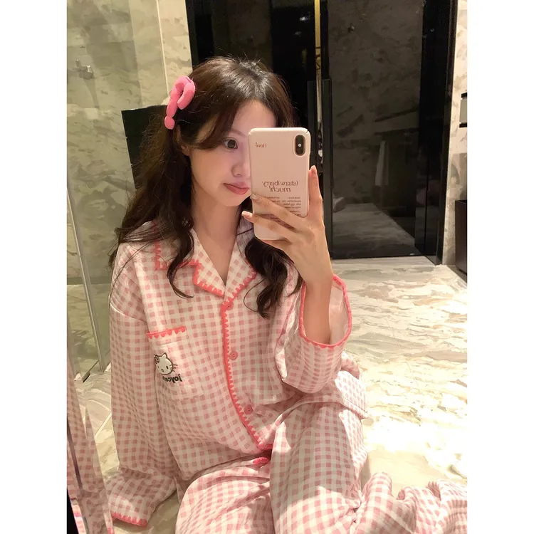 空气棉睡衣少女秋冬季新款加厚保暖夹层棉卡通学生冬天家居服套装