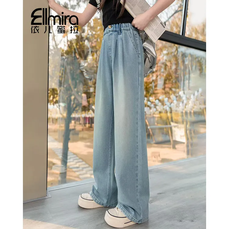 8938女童牛仔裤春装儿童阔腿裤直筒长裤宽松2025新款洋气大童薄款