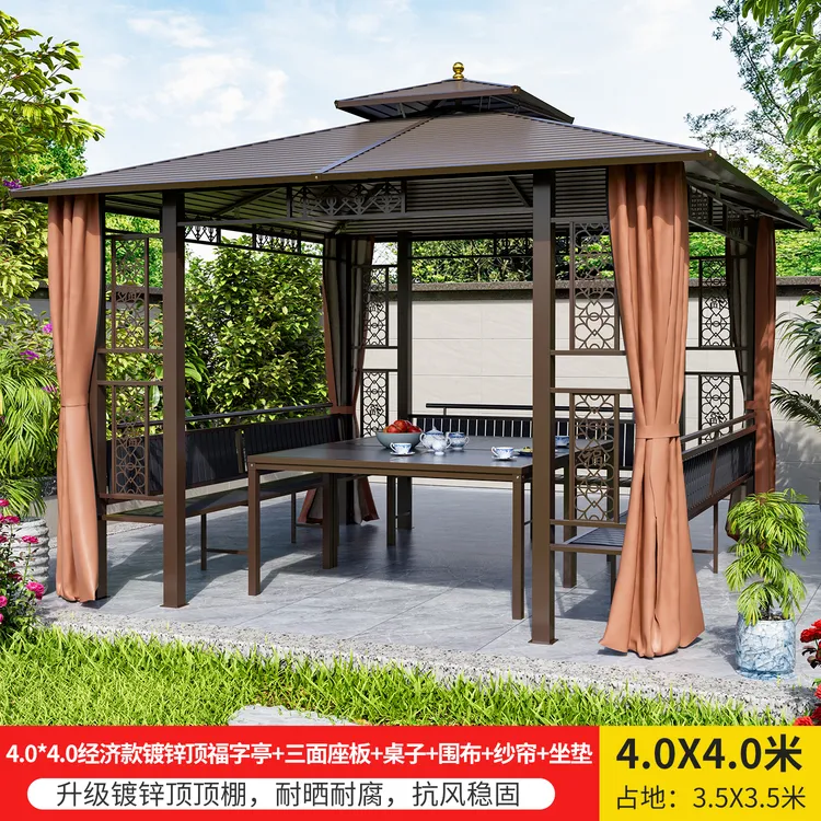 户外八柱凉亭庭院镀锌顶凉亭别墅室外休闲中式耐用乘凉
