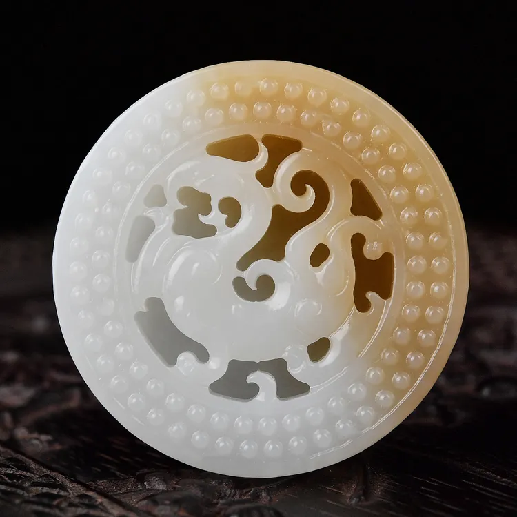 天然和田玉羊脂玉仿古龙皮带扣