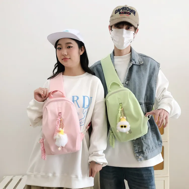 街头新款简约胸包女ins百搭大容量骑行背包男情侣小斜挎包手机包