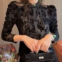 大码女装2801新中式国风碎花盘扣打底长袖设计感显瘦气质上衣
