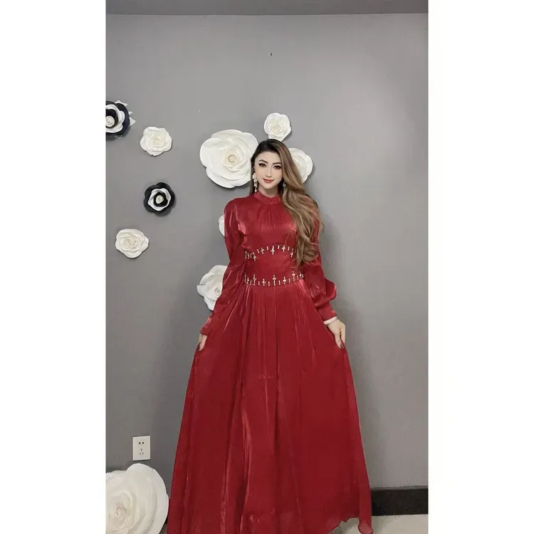 8931【包邮】法式气质优雅高级长款女装连衣裙