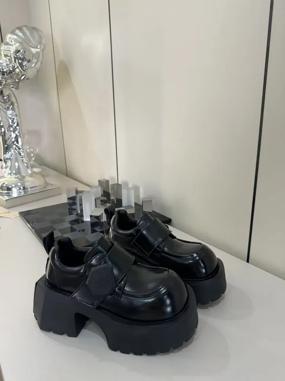 唐小肉厚底增高异形头复古个性韩版黑色乐福鞋1338-1百搭皮鞋圆头