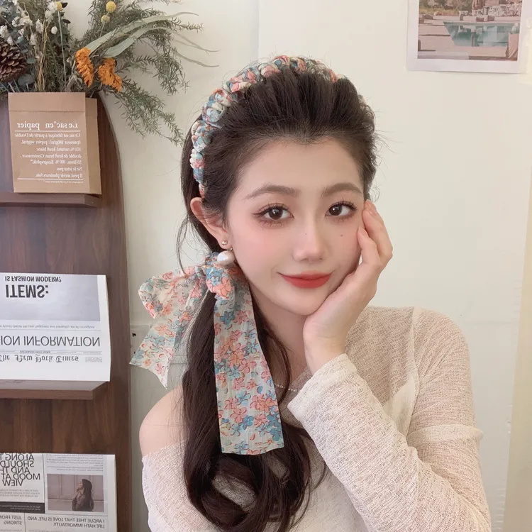 田园小碎花升级了！新款碎花飘带发箍甜妹氛围发箍蓬松高颅顶头箍