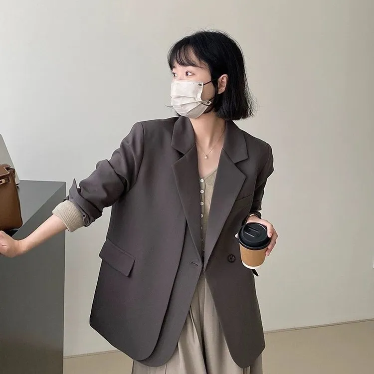 高级感灰色职业装小西装外套女2025春季设计感小众小个子休