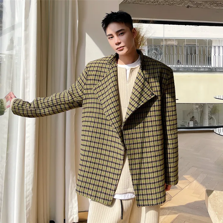 6200男士小香风编织面料立领斜门襟夹克时尚潮流穿搭造型设计外套