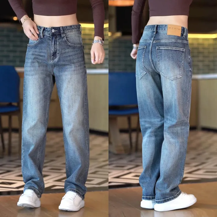弹力显瘦牛仔裤男高街个性复古长裤潮流百搭宽松休闲裤子男士秋季