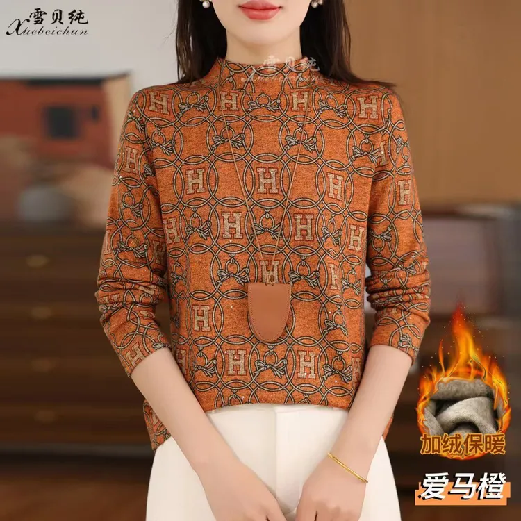 2522澳绒拉毛撒银亮片打底衫