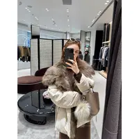 钱美西 超大貉子毛毛领90白鹅绒三防工装羽绒服小个子派克外套女