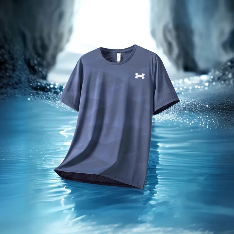 巴康波劳 休闲夏季男士透气薄款跑步宽松冰丝健身大码运动短袖T恤