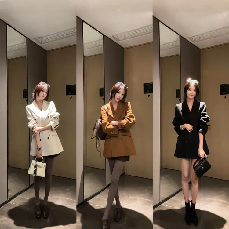 利达 NEW DADADA 时尚休闲修身显瘦气质百搭女款外套大衣CHM1705