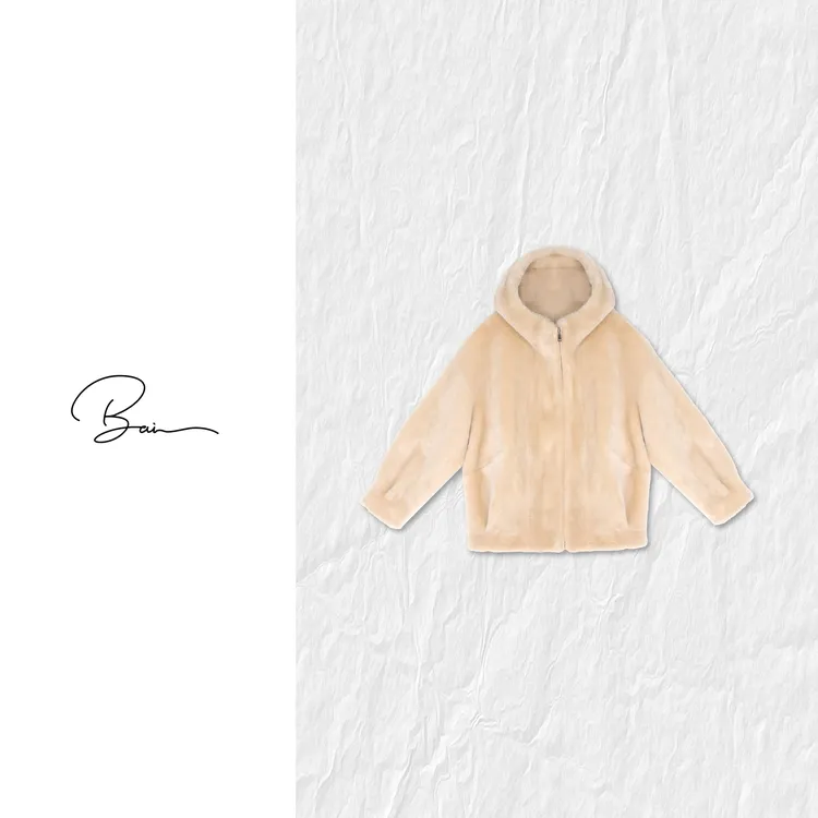 TXB “奶油熊”绵羊毛皮毛一体软糯保暖连帽毛毛外套XB-7977