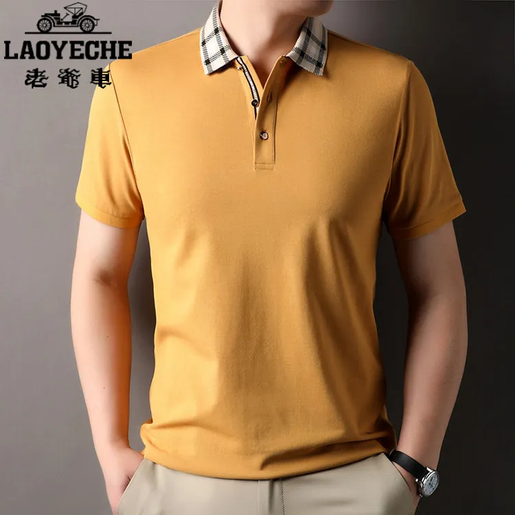 老爷车衬衫男短袖2025夏季新款中老年上衣透气港风纯色中青年高档