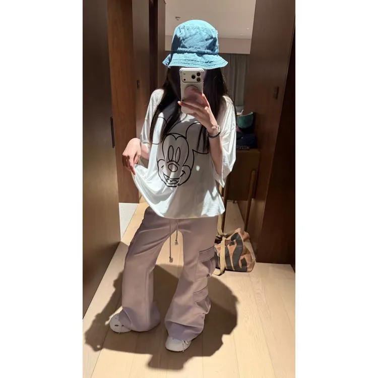 【CHENWANFAN 】春季新款卡通印花米奇宽松圆领短袖休闲减龄T恤304