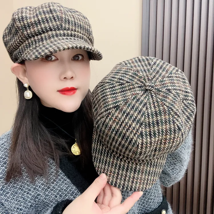 [可调节]春秋冬三季可戴百搭八角帽韩版潮流英伦风帽子有调节绳