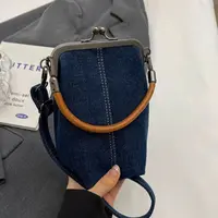 小众时尚休闲牛仔布包手机包斜挎包文艺手提包百搭通勤手工女包