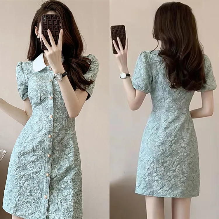 2025年春秋季新款法式气质修身显瘦小个子短袖连衣裙女潮