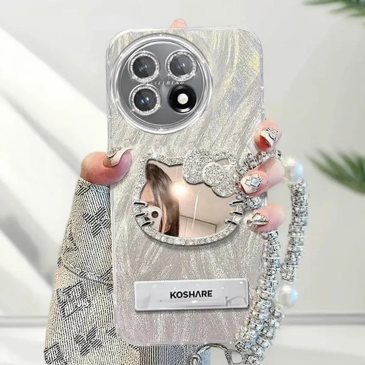 自带镜头膜一加Ace2手机壳全包PHK110软壳镶钻kt猫镜子OnePlusAce