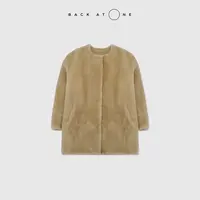 BACKATONE“托斯卡纳暖阳”  廓形圆领皮毛一体外套 BFF-1GC189E-K
