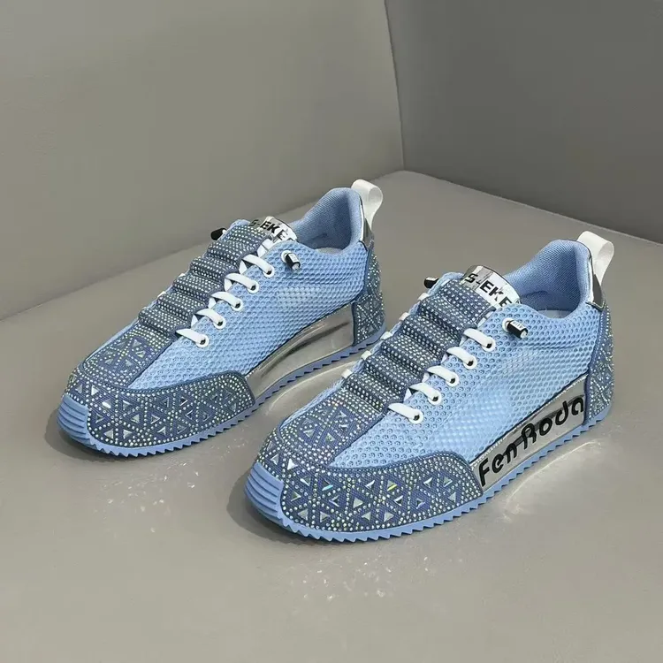 闪光烫钻夏季单层王透气松紧保底鞋时尚百搭舒适男士潮流休闲鞋