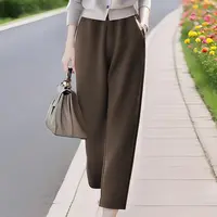 YLY#【常规/加绒】秋冬新款毛呢分直筒裤高腰显瘦休闲裤女DY15252