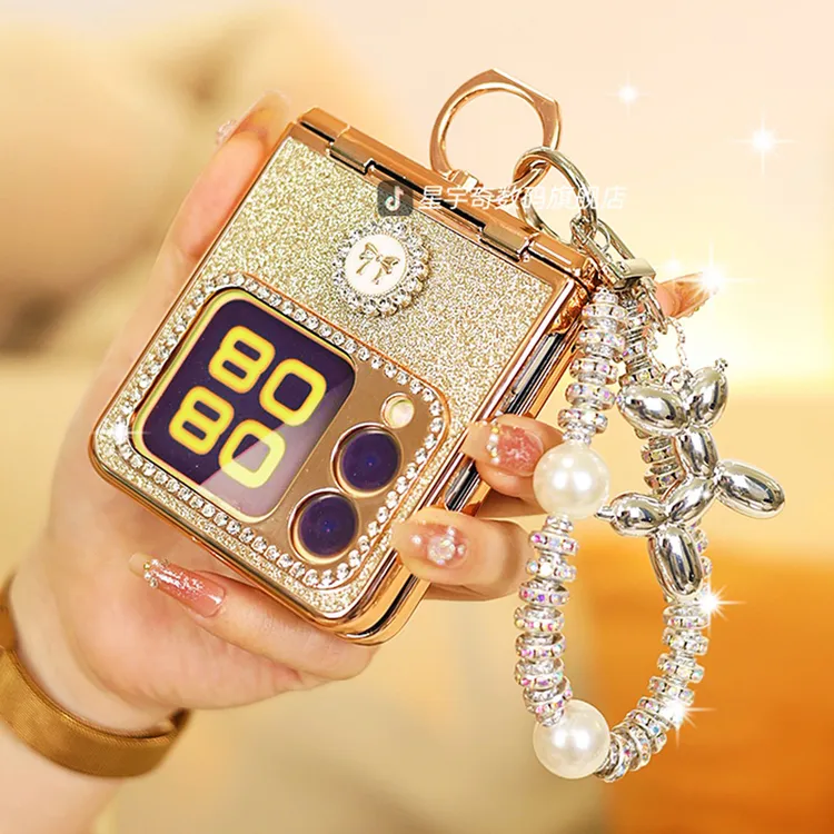 金色适用华为novaflips手机壳磨砂nova flips防摔女款手链s全包