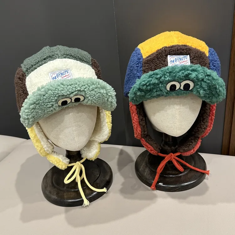 韩版亲子可爱毛绒雷锋帽男女童户外滑雪加厚保暖风雪帽儿童鸭舌帽