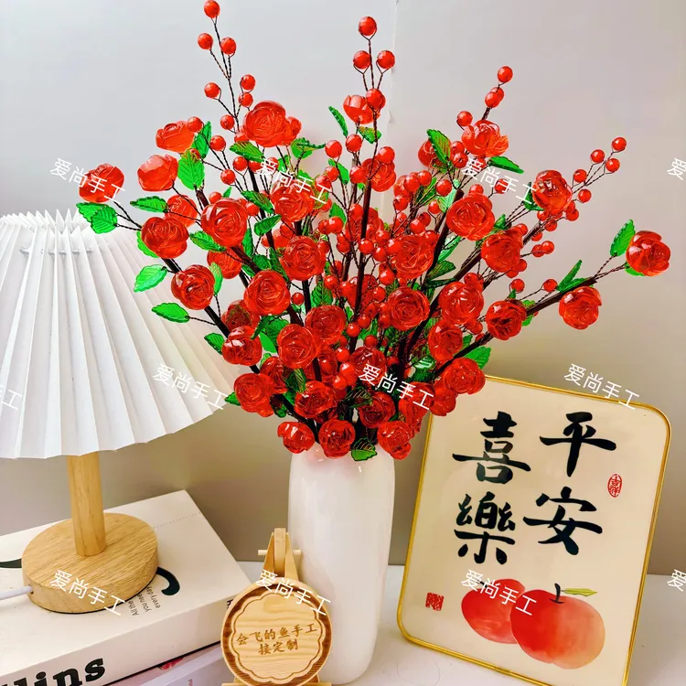 2025新品[拍2单送剪刀]中桌红运玫瑰花手工DIY材料 包