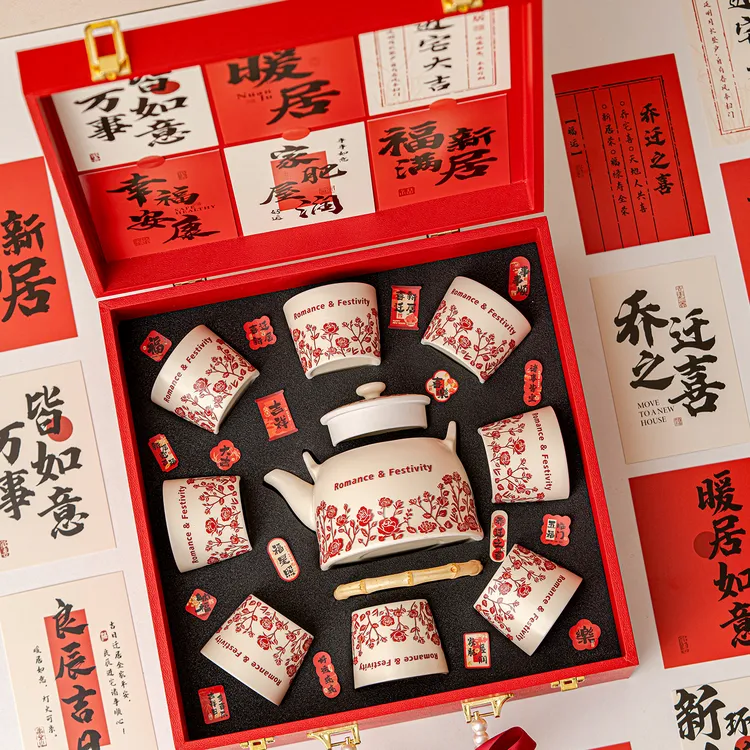 围澄朋友亲戚乔迁新居礼物玫瑰茶具高档茶壶茶杯子房子搬新家暖房