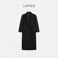 【LUMIEN 新品】立体剪裁褐色西装正肩绵羊毛羊绒大衣女LX5IDD180